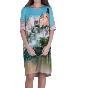 Riani art picture  Loose Bodied
Building print view Printed  Dress multicolour